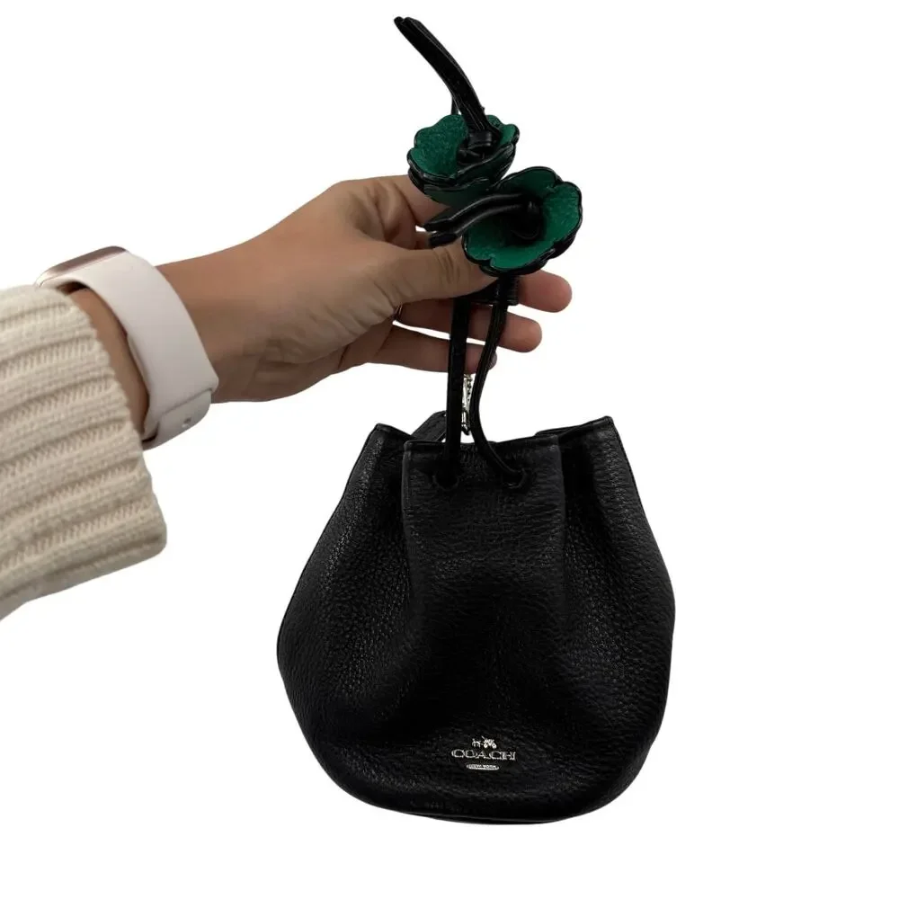 Coach petal black pebbled leather Tulip bucket bag Wristlet